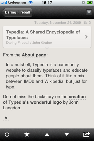 Article view, now with 'Mark as Unread'