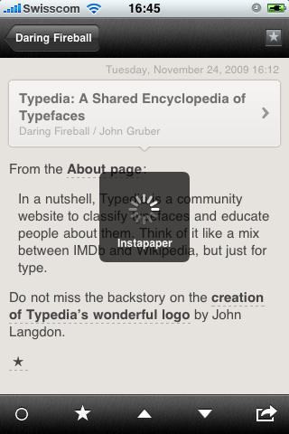 One-tap non-blocking sending to Instapaper or ReadItLater